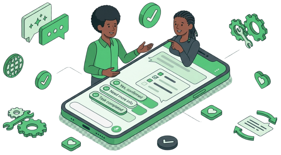 WhatsApp chatbot command center with answers